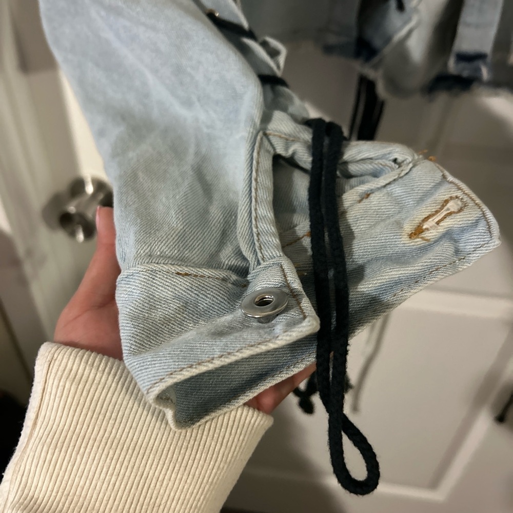 Rehab Denim Crop Jacket With Strings | Women’s Me… - image 7